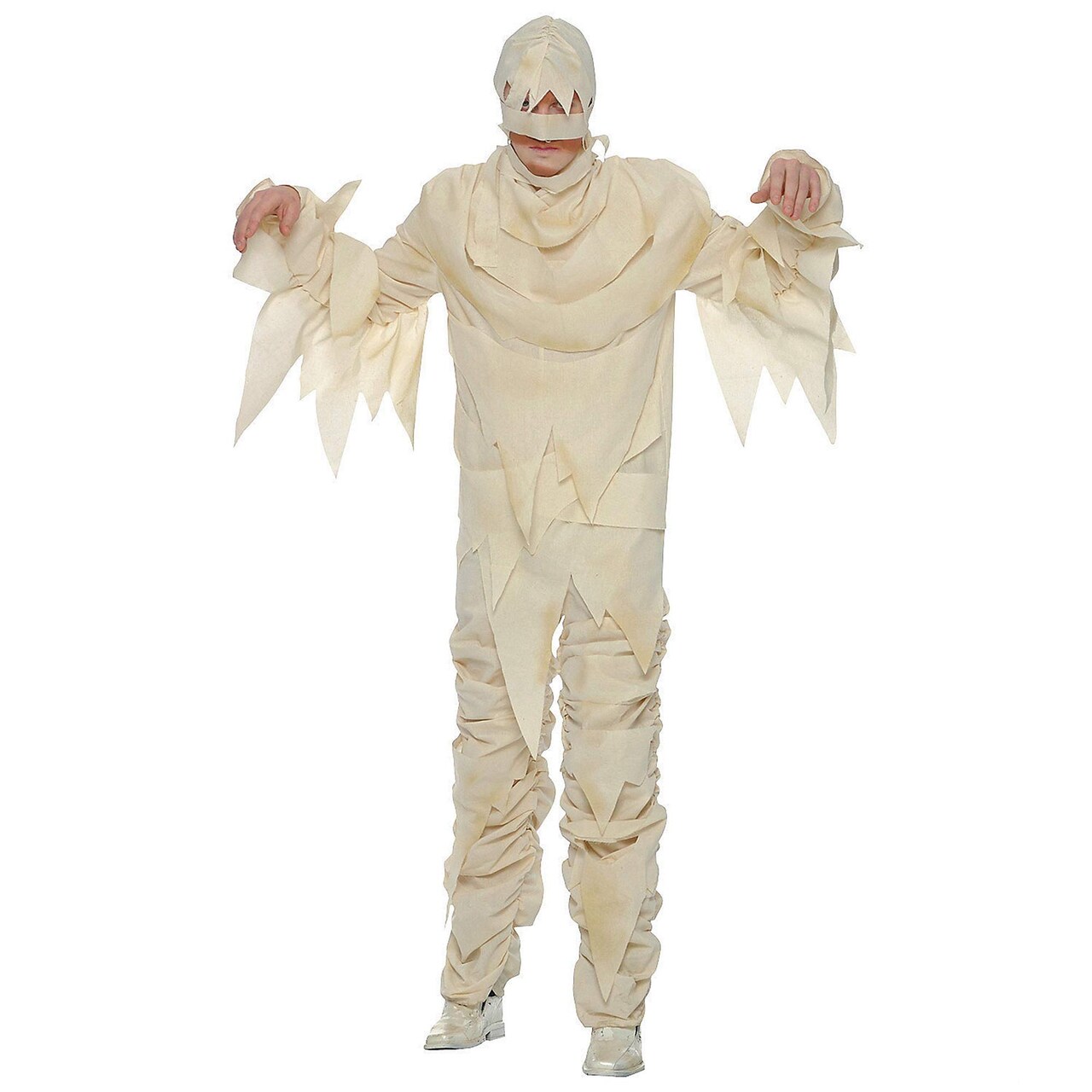 Adult Mummy Costume Gauze Look Jumpsuit with Matching Hood Halloween Outfit